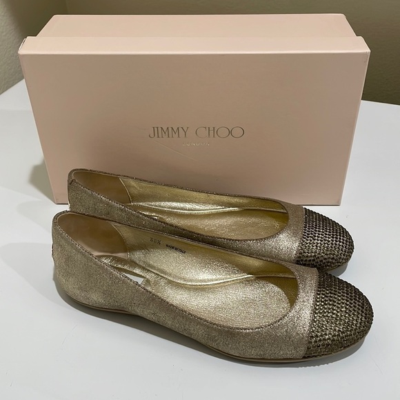 ⭐️Jimmy Choo London 134WRENA Metallic Leather Flats—GORGEOUS! New W/Tags—8.5